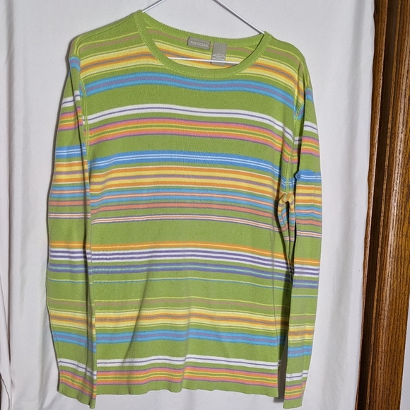 Women's FIELD GEAR-Marshall‎ Fields  colorful striped cotton sweater | Size L - Picture 1 of 9